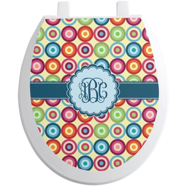 Custom Retro Circles Toilet Seat Decal (Personalized)