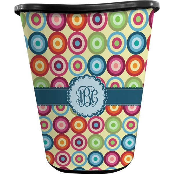 Retro Circles Trash Can Black
