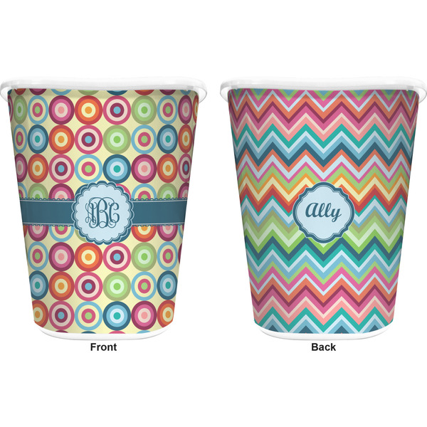 Retro Circles Trash Can White - Front and Back - Apvl