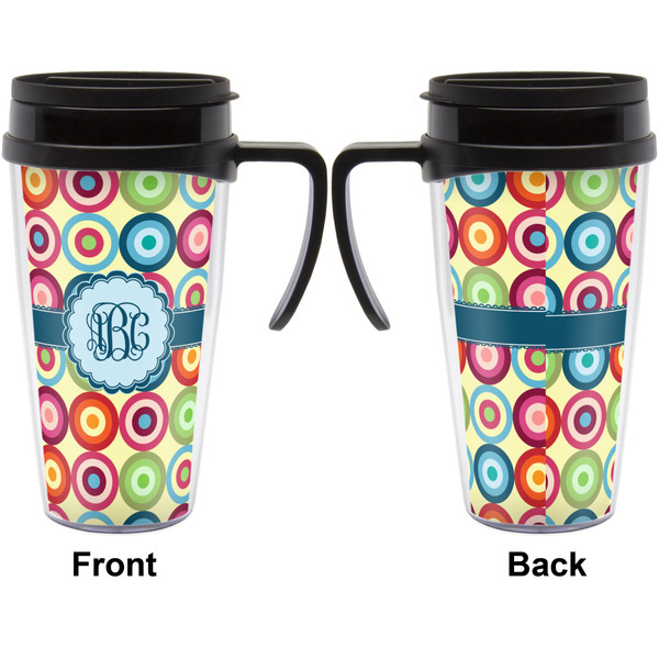 Retro Circles Travel Mug with Black Handle - Approval