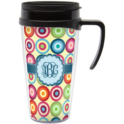 Retro Circles Acrylic Travel Mug with Handle (Personalized)