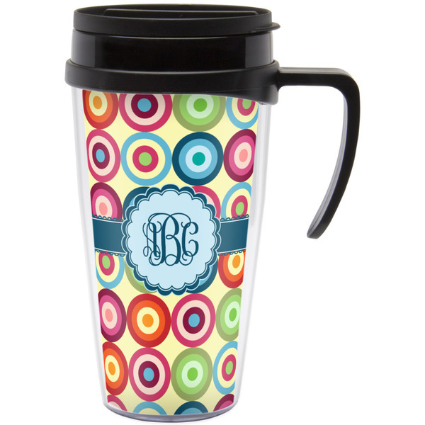 Custom Retro Circles Acrylic Travel Mug with Handle (Personalized)