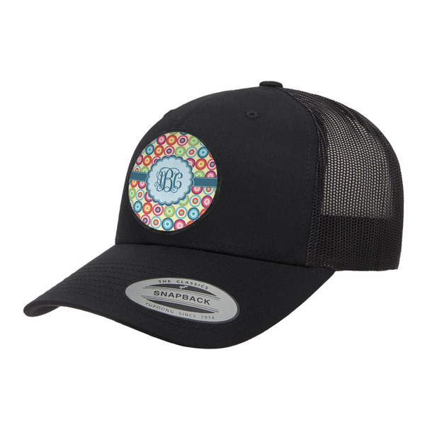 Custom Retro Circles Trucker Hat - Black (Personalized)