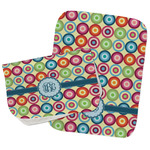 Retro Circles Burp Cloths - Fleece - Set of 2 w/ Monogram