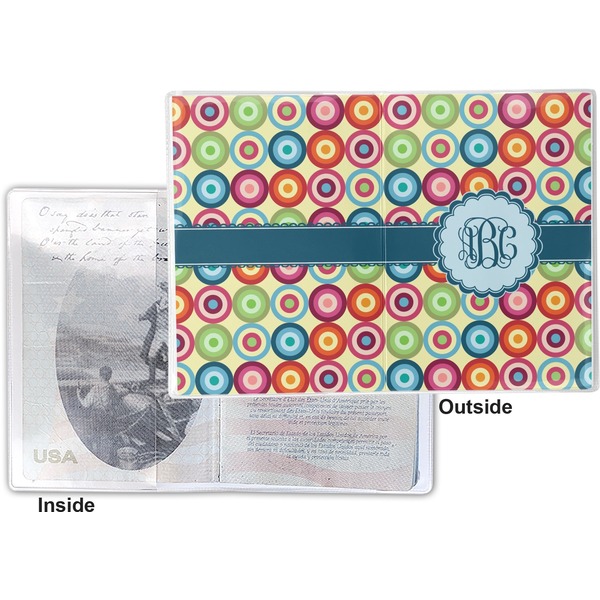 Retro Circles Vinyl Passport Holder - Flat Front and Back