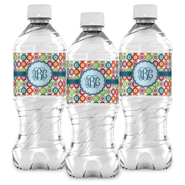 Retro Circles Water Bottle Labels - Front View