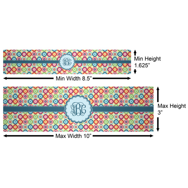 Retro Circles Water Bottle Labels w/ Dimensions