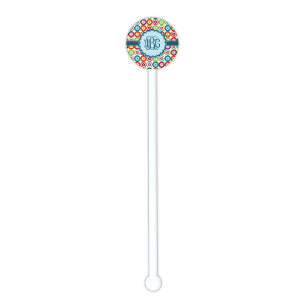 Retro Circles White Plastic 5.5" Stir Stick - Round - Single Stick