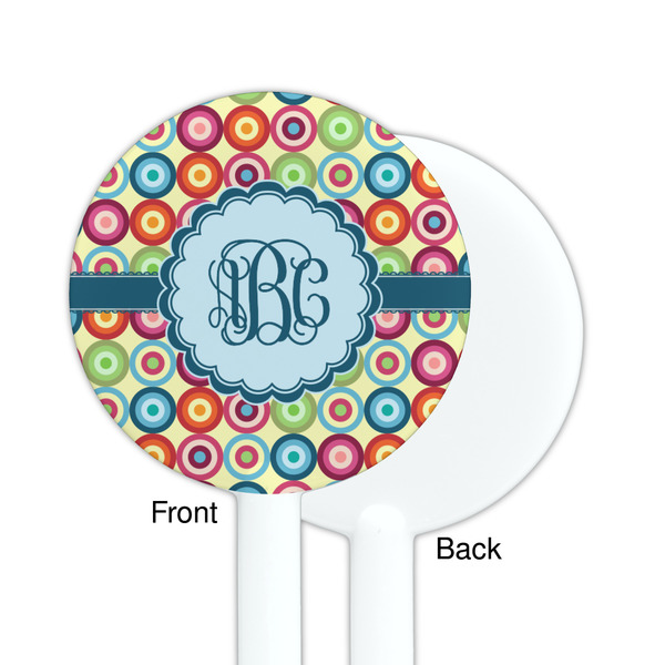 Retro Circles White Plastic 5.5" Stir Stick - Single Sided - Round - Front & Back