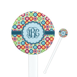 Retro Circles 7" Round Plastic Stir Sticks - White - Single Sided (Personalized)