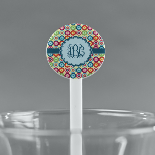 Retro Circles White Plastic 7" Stir Stick - Round - Main
