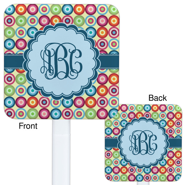 Retro Circles White Plastic Stir Stick - Double Sided - Approval