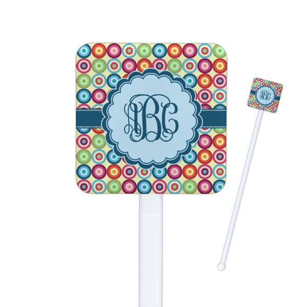 Custom Retro Circles Square Plastic Stir Sticks (Personalized)