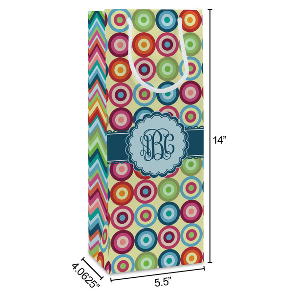 Retro Circles Wine Gift Bag - Dimensions