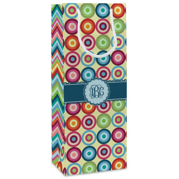 Custom Retro Circles Wine Gift Bags - Gloss (Personalized)