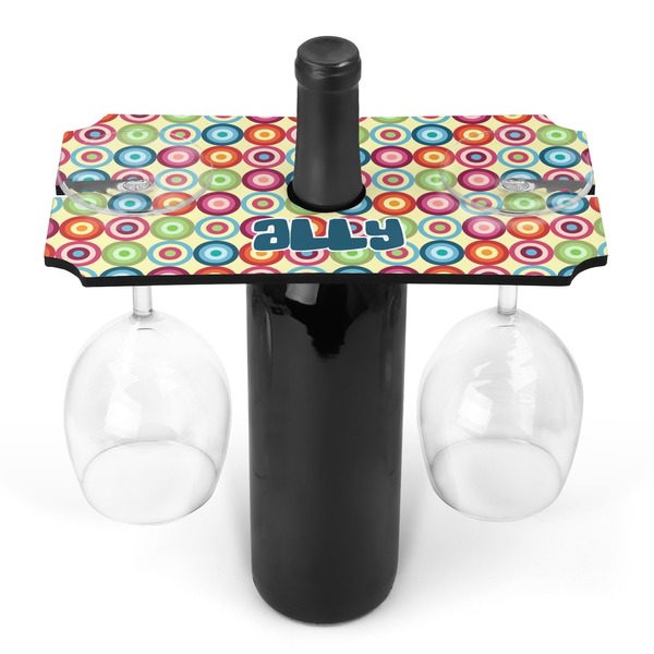 Custom Retro Circles Wine Bottle & Glass Holder (Personalized)