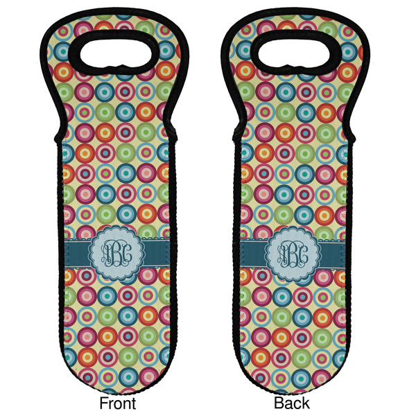 Retro Circles Wine Tote Front & Back