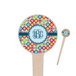 Retro Circles 4" Round Wooden Food Picks - Single Sided (Personalized)