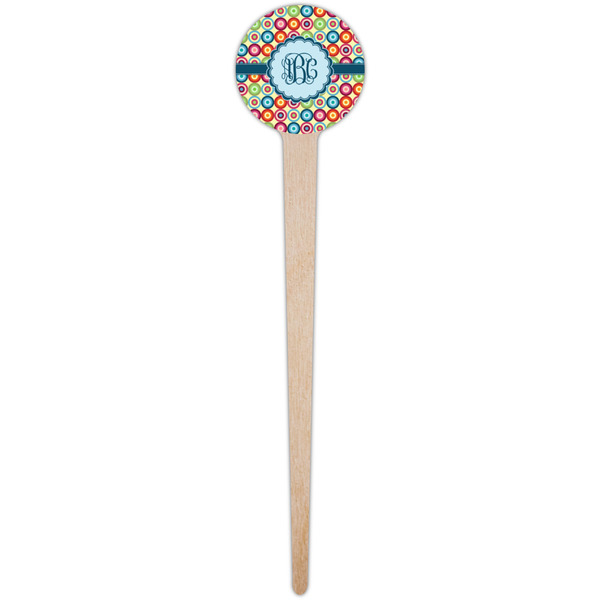 Retro Circles Wooden 4" Food Pick - Round - Single Pick