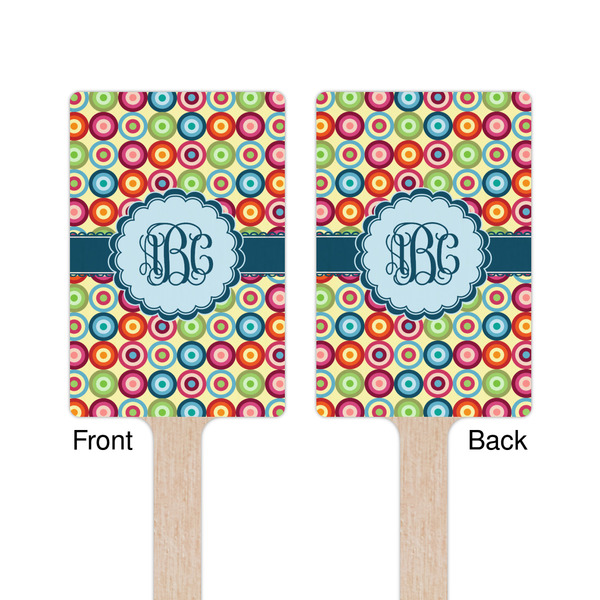Retro Circles Wooden 6.25" Stir Stick - Rectangular - Double Sided - Front & Back
