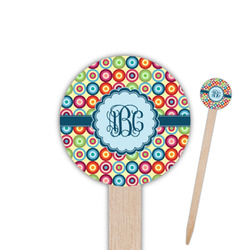 Retro Circles Round Wooden Food Picks (Personalized)