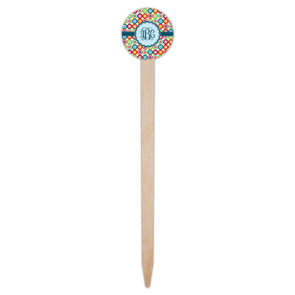 Retro Circles Wooden 6" Food Pick - Round - Single Pick
