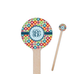 Retro Circles 6" Round Wooden Stir Sticks - Double Sided (Personalized)