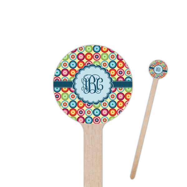 Custom Retro Circles Round Wooden Stir Sticks (Personalized)