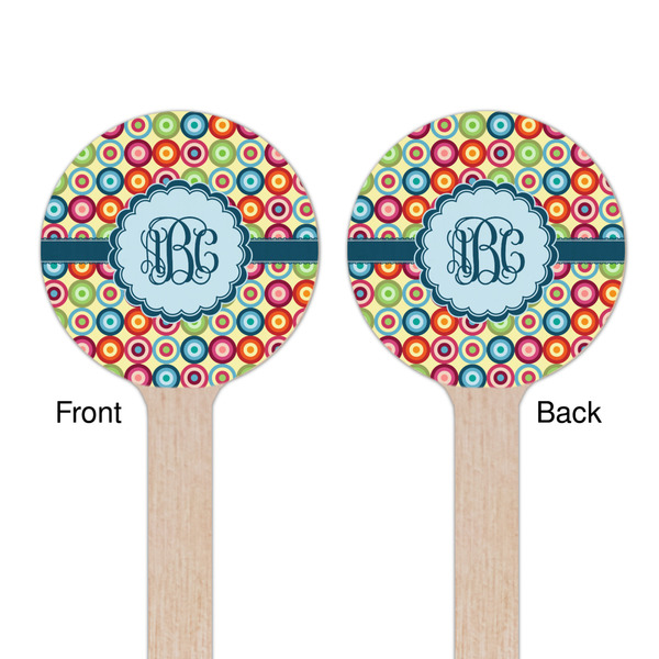 Retro Circles Wooden 6" Stir Stick - Round - Double Sided - Front & Back