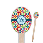 Retro Circles Oval Wooden Food Picks (Personalized)