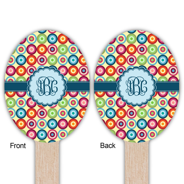 Retro Circles Wooden Food Pick - Oval - Double Sided - Front & Back