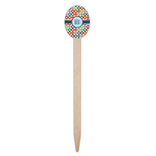 Retro Circles Wooden Food Pick - Oval - Single Pick