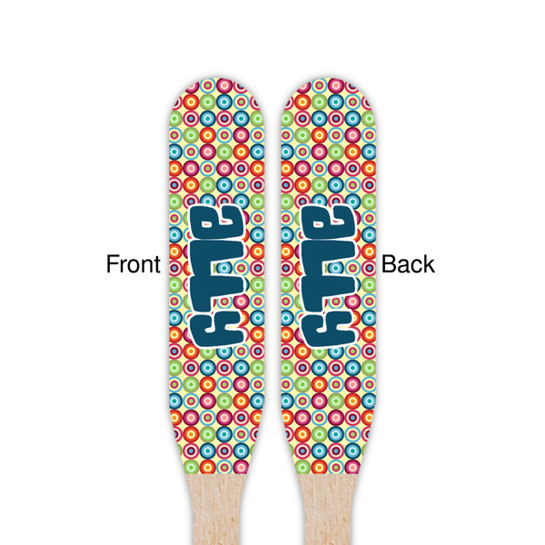 Retro Circles Wooden Food Pick - Paddle - Double Sided - Front & Back