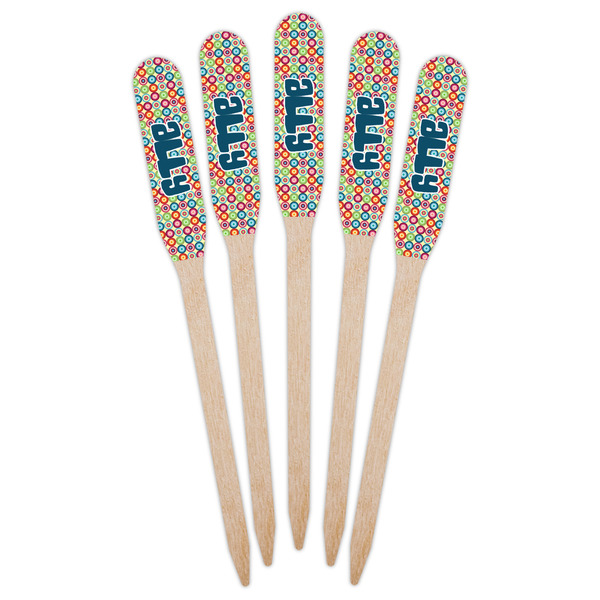 Retro Circles Wooden Food Pick - Paddle - Fan View