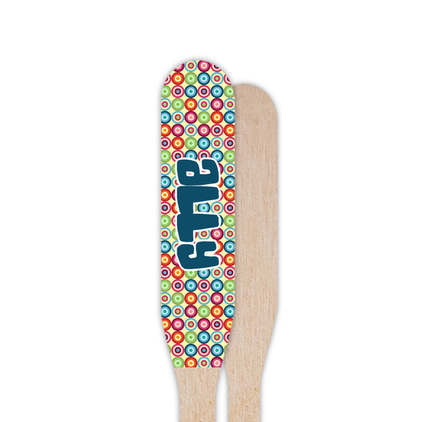 Retro Circles Wooden Food Pick - Paddle - Single Sided - Front & Back