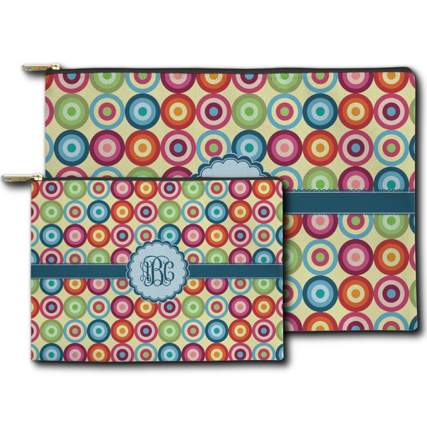 Retro Circles Zippered Pouches - Size Comparison