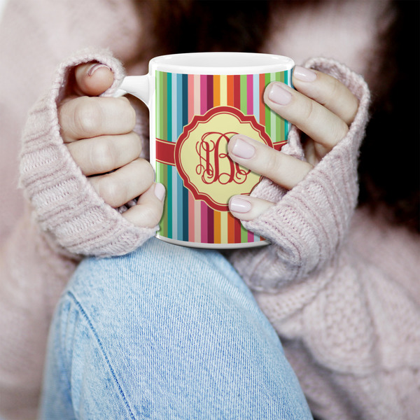 Retro Vertical Stripes 11oz Coffee Mug - LIFESTYLE