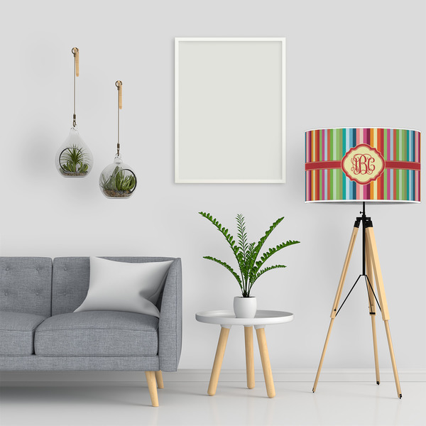 Retro Vertical Stripes 12" Drum Lampshade - LIFESTYLE