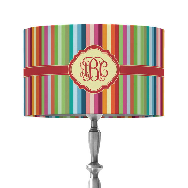 Retro Vertical Stripes 12" Drum Lampshade - ON STAND (Fabric)