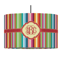 Retro Vertical Stripes 12" Drum Pendant Lamp - Fabric (Personalized)