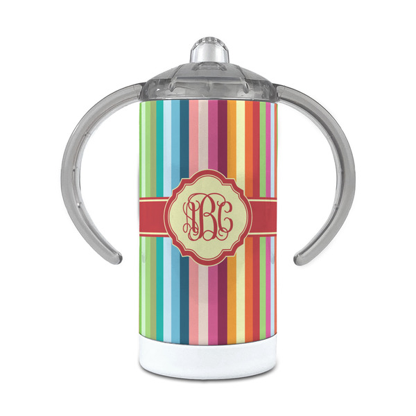 Custom Retro Vertical Stripes 12 oz Stainless Steel Sippy Cup (Personalized)