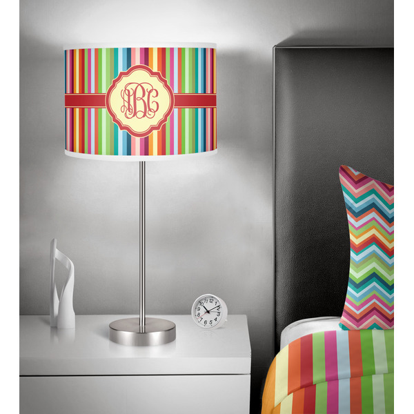 Retro Vertical Stripes 13 inch drum lamp shade - in room
