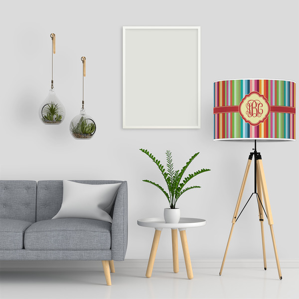 Retro Vertical Stripes 16" Drum Lampshade - LIFESTYLE