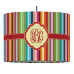 Retro Vertical Stripes 16" Drum Pendant Lamp - Fabric (Personalized)