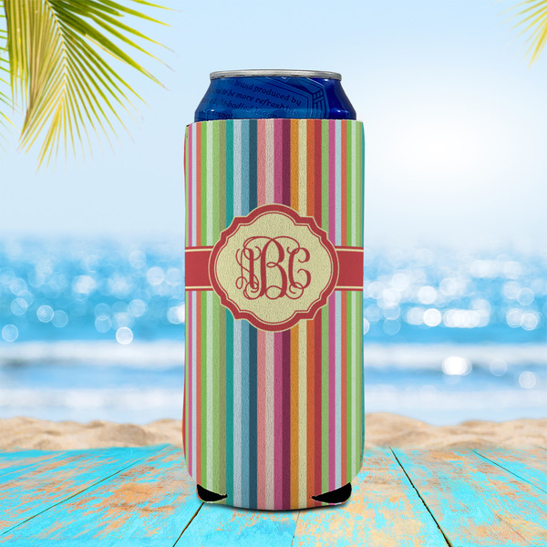 Retro Vertical Stripes 16oz Can Sleeve - LIFESTYLE