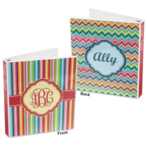 Retro Vertical Stripes 3-Ring Binder Front and Back