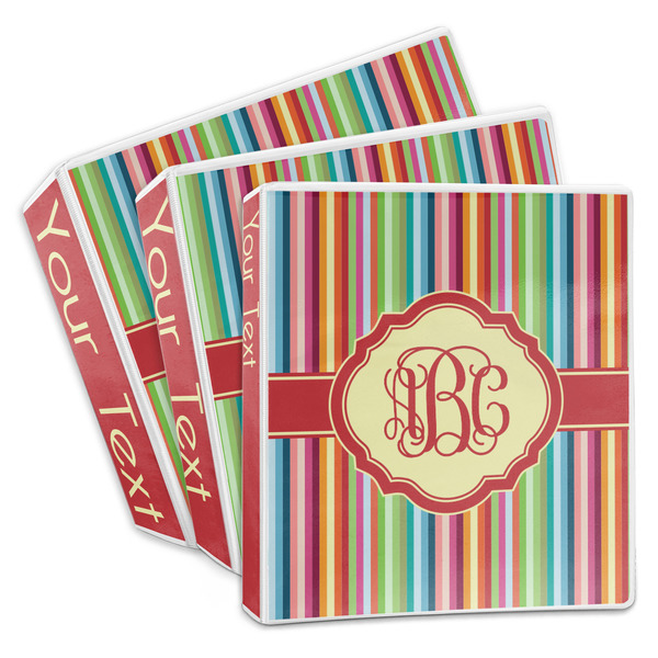 Custom Retro Vertical Stripes 3-Ring Binder (Personalized)