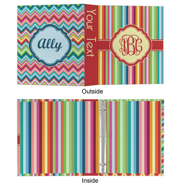 Retro Vertical Stripes 3 Ring Binders - Full Wrap - 1" - APPROVAL