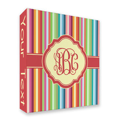 Retro Vertical Stripes 3 Ring Binder - Full Wrap - 2" (Personalized)