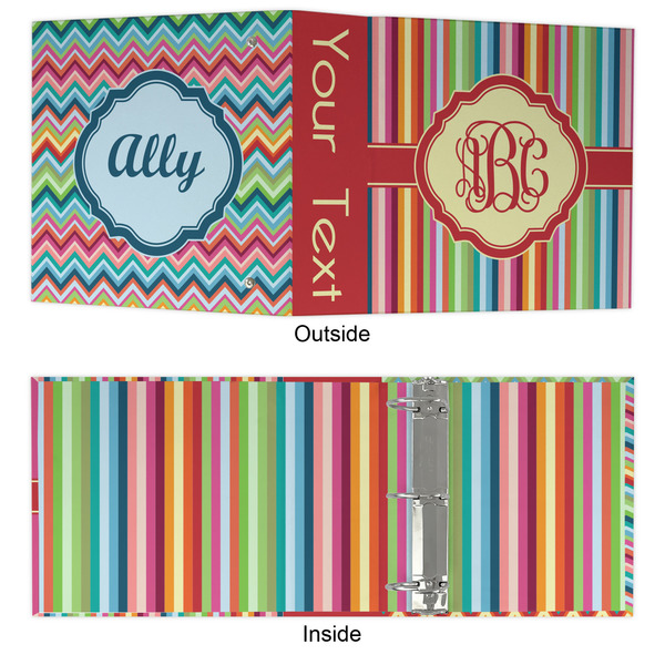 Retro Vertical Stripes 3 Ring Binders - Full Wrap - 3" - APPROVAL